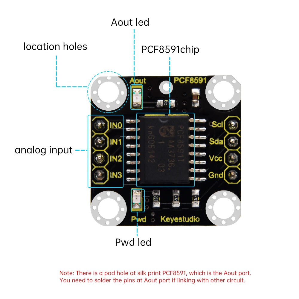 Keyestudio PCF8591 A/D Adapter Module for Raspberry Pi 4B Projects
