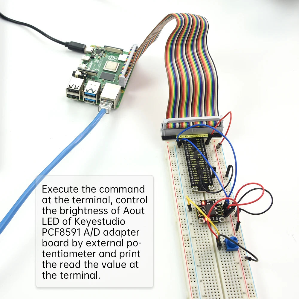 Keyestudio PCF8591 A/D Adapter Module for Raspberry Pi 4B Projects