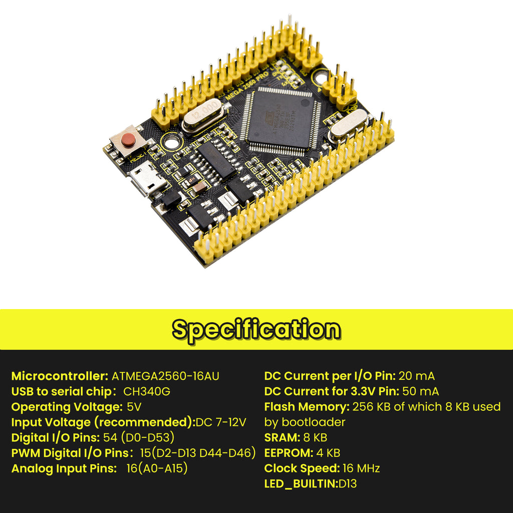 Keyestudio MEGA 2560 PRO Development Board(Black and Eco-friendly)