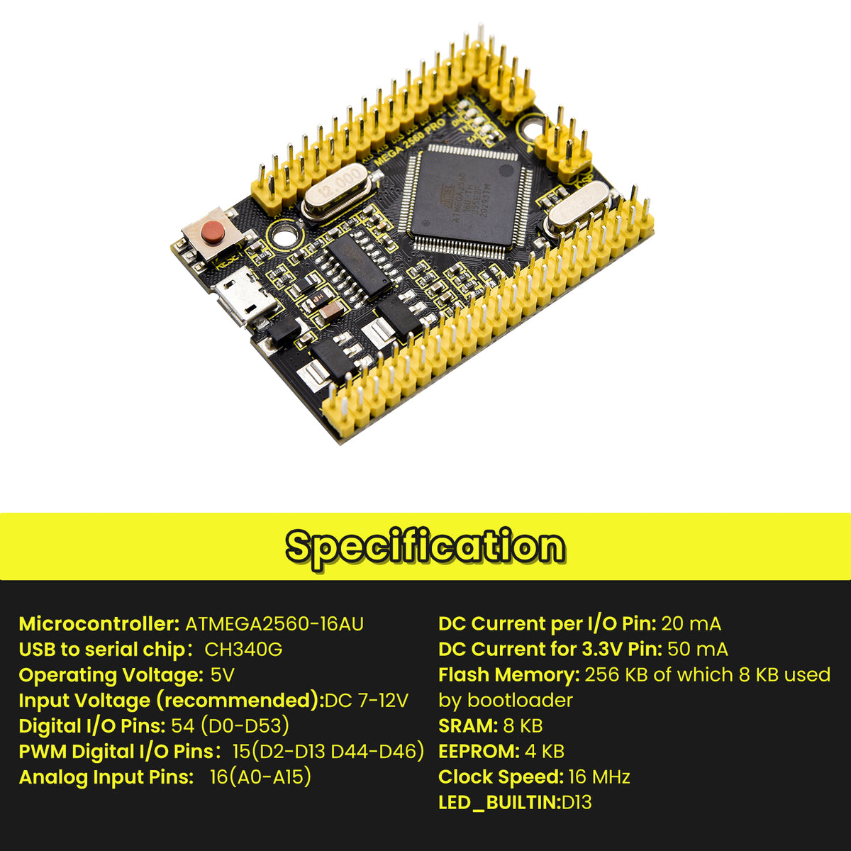 Keyestudio MEGA 2560 PRO Development Board(Black and Eco-friendly)