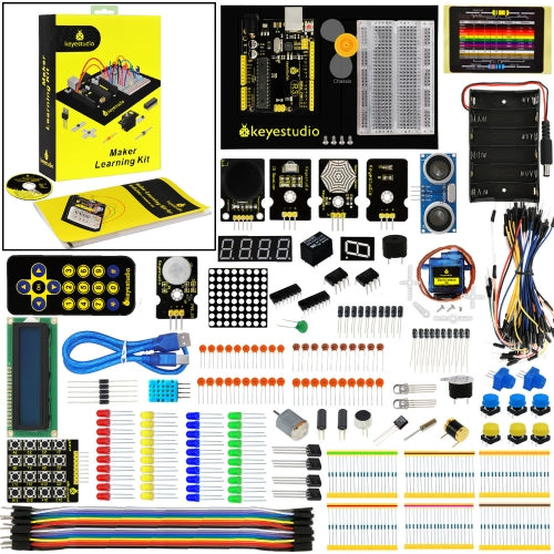 Keyestudio Maker Learning kit /Starter kit For Arduino Project W/Gift Box+User Manual +1602LCD+Chassis+PDF(online)