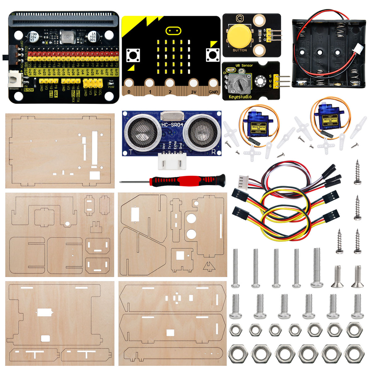 Keyestudio STEM Programming DIY Stone Thrower Learning Starter Kit Wooden Smart Educational Toys With Microbit board