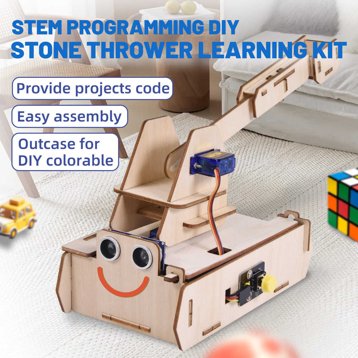 Keyestudio STEM Programming DIY Stone Thrower Learning Starter Kit Wooden Smart Educational Toys With Microbit board