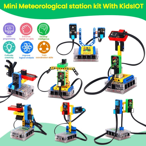 Kidsbits STEM Electronic Building Blocks Mini Meteorological Station DIY Starter Kit Compatible With Lego For Arduino With ESP32 Board