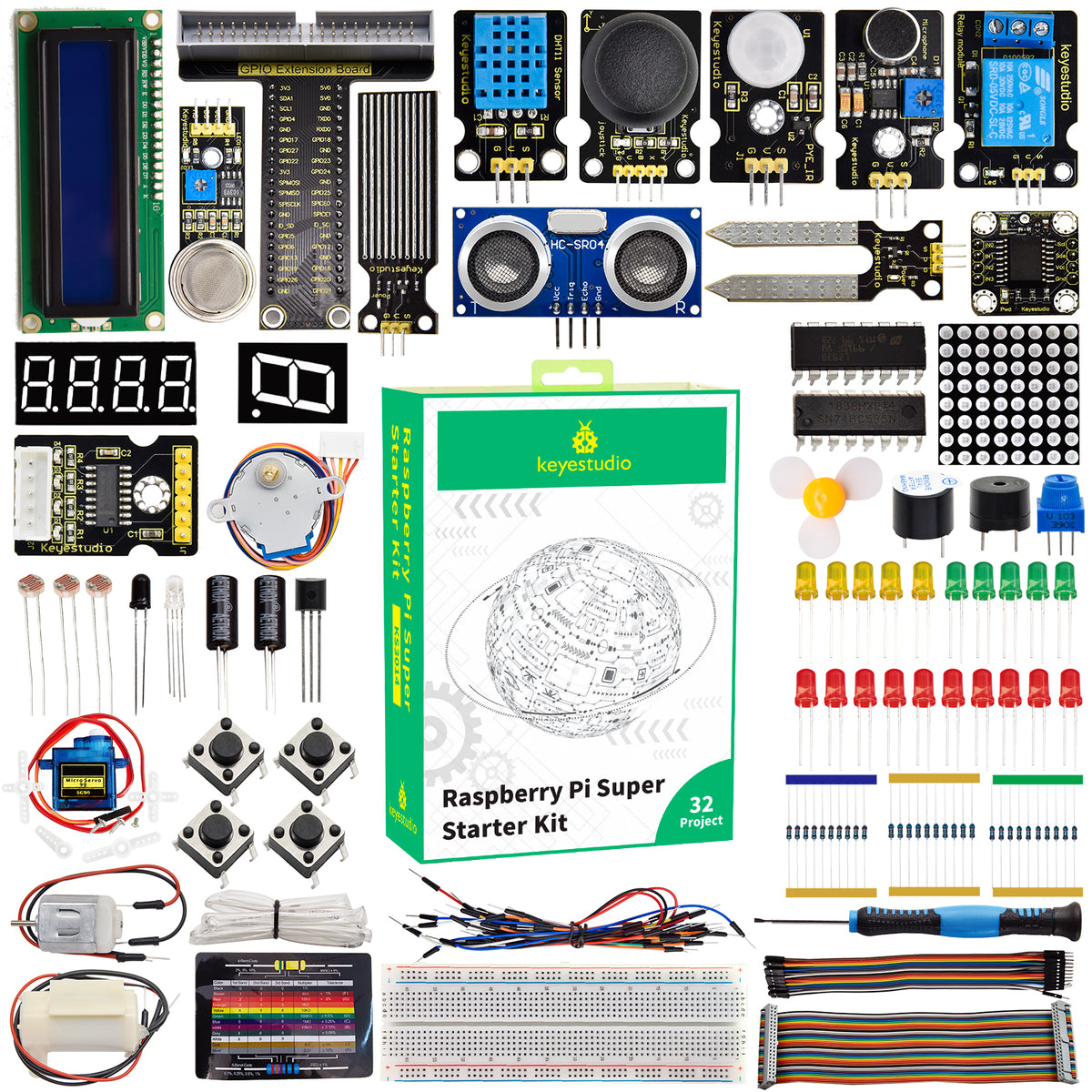 Keyestudio Raspberry Pi 4B Super Starter Kit Python Programming Kit(NO RPI Board )