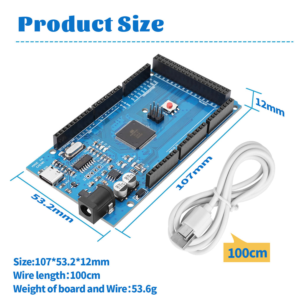 Keyestudio MEGA 2560 R3 Development Board ATMEGA2560-16AU Controller Board With TYPE-C Cable For Arduino