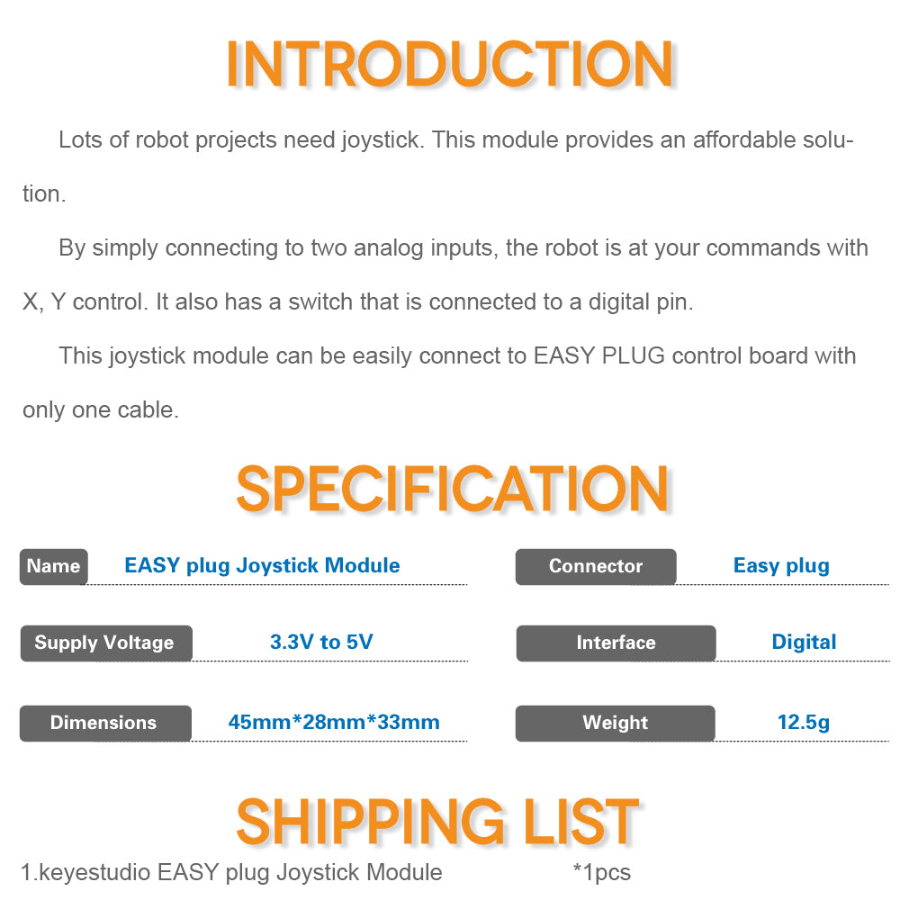 Keyestudio EASY plug PS2 Joystick Module for Arduino STEAM