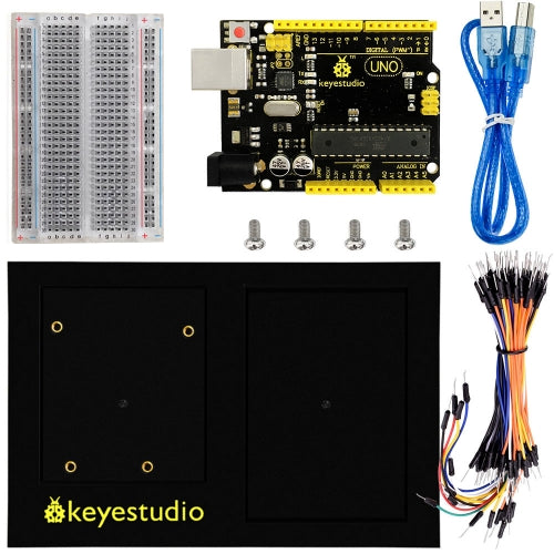 Keyestudio R3 Board +400 Holes Transparent Breadboard +Chassis +65 Jumper Wires +50 cm USB Cable For Arduino DIY Project