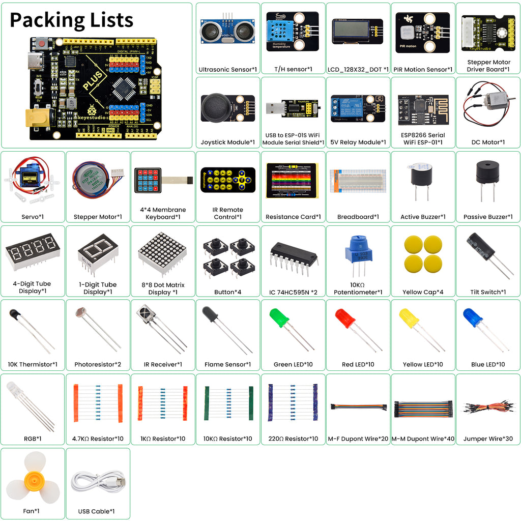 Keyestudio IoT Complete Starter Kit for Arduino DIY Programming Electronics Kit 32Project With Plus Mainboard