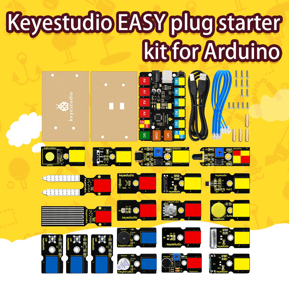Keyestudio EASY-Plug Starter Learning Kit for Arduino STEAM (21pcs Modules)