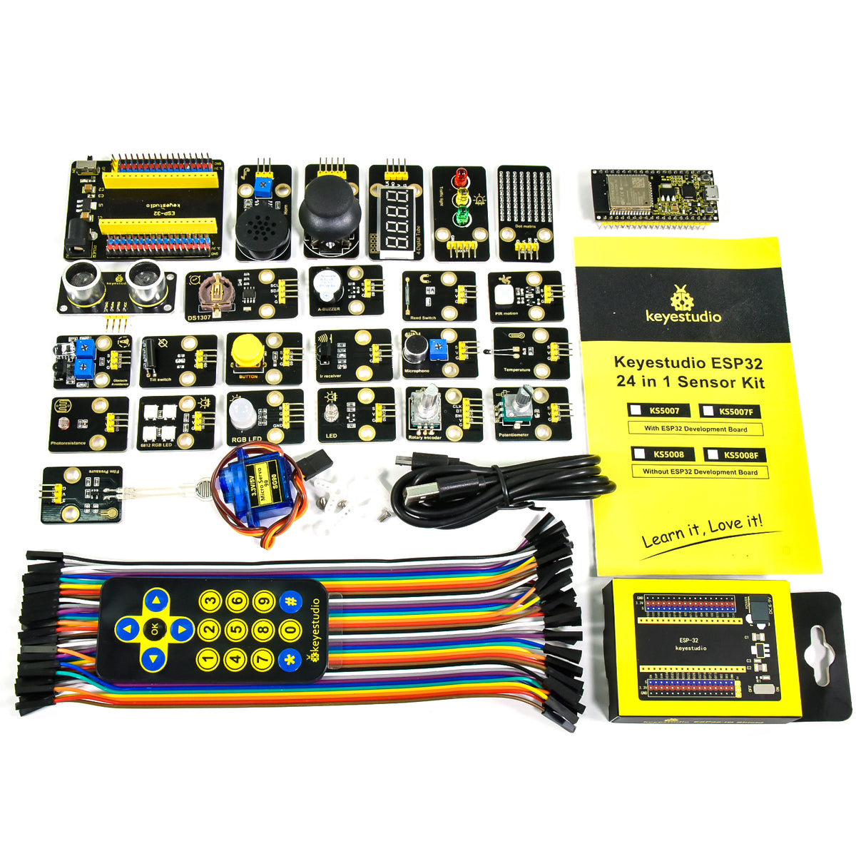 Keyestudio ESP32 24 in 1 Sensor Starter Kit DIY Education Kit For MicroPython&Arduino Programming(39 Projects)