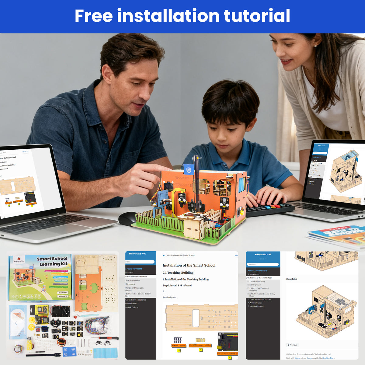 Keyestudio Smart School Learning kit For Arduino ESP32 IoT STEAM Educational Kit for Students