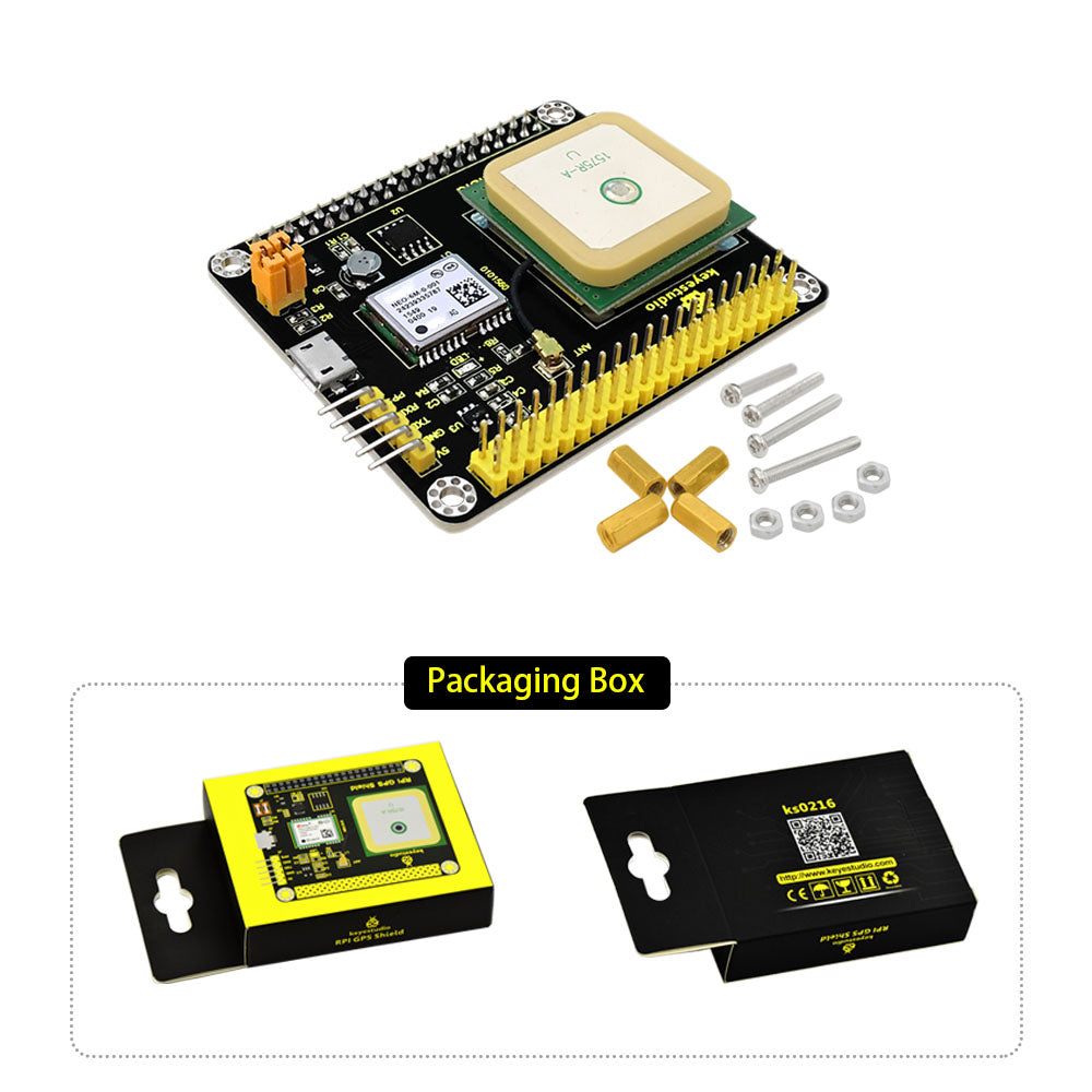 Keyestudio NEO-6M GPS Shield Expansion Board with Antenna for Raspberry Pi 3/CE Certification