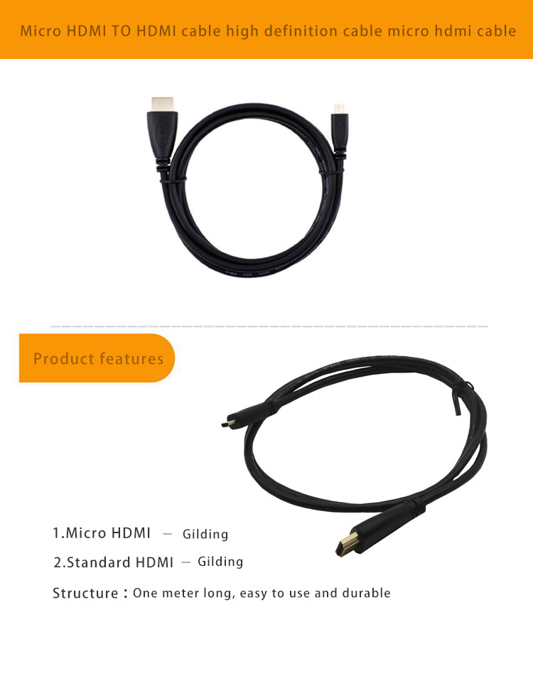 Keyestudio Micro HDMI To HDMI Cable HD Data Dable Micro HDMI Cable 1 Meter