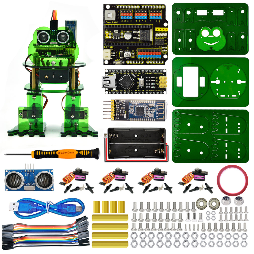 Keyestudio DIY 4-DOF Robot Kit Frog Robot for Arduino Nano Graphical Programming/Support IOS &Android APP Control