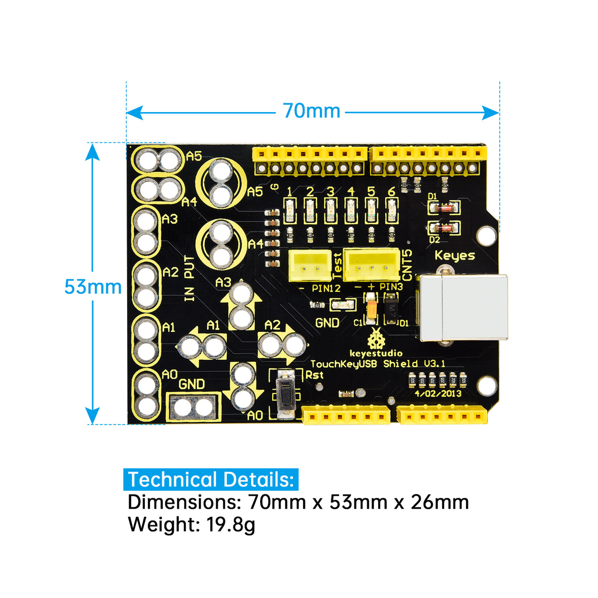 Keyestudio Touch Key USB Shield UNO R3 Development Board For Arduino