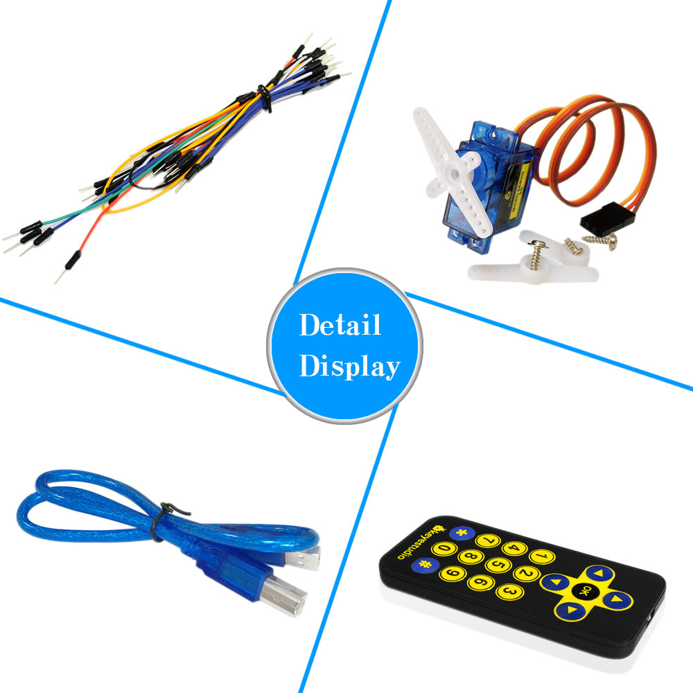 Keyestudio Basic Starter Learning Kit (no UNO board) for Arduino Programming Education with LEDs+PDF