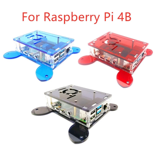 Suitable for Raspberry Pi 4B case Box Double Transparent Acrylic Case/Mountable the Cooling Fan