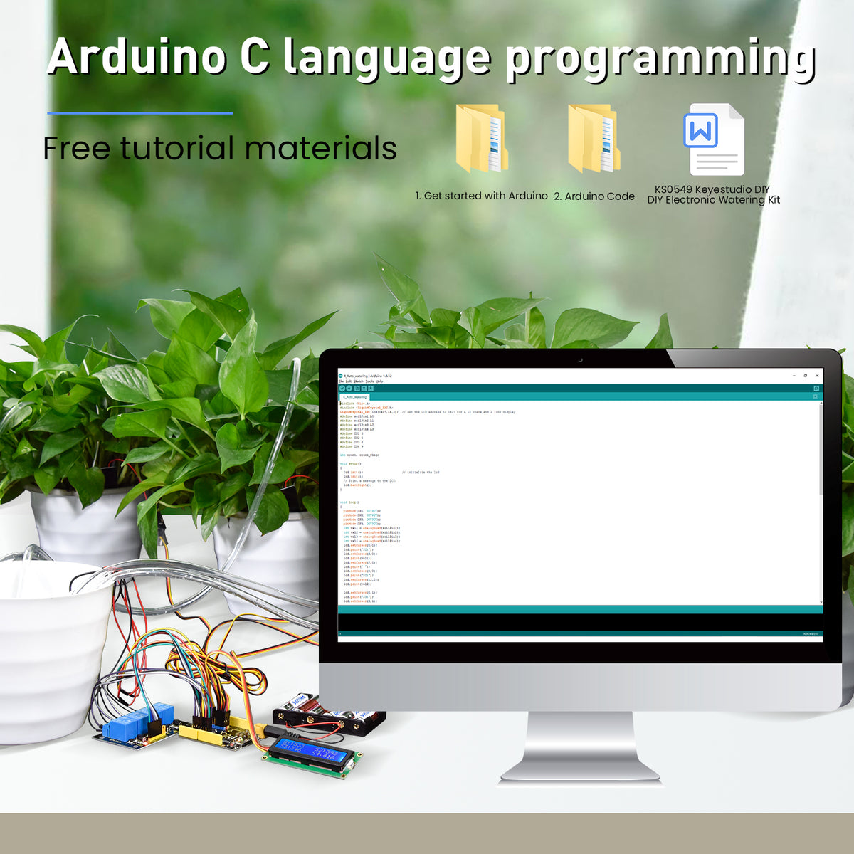 Keyestudio DIY Electronic Watering Kit Sensors Module Kit Smart Automatic Watering Device For Arduino STEM Education(7 Projects)