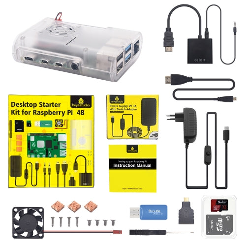 Raspberry Pi 4B complete Starter kits With EU Plug Power Supply Without Raspberry Pi Board)