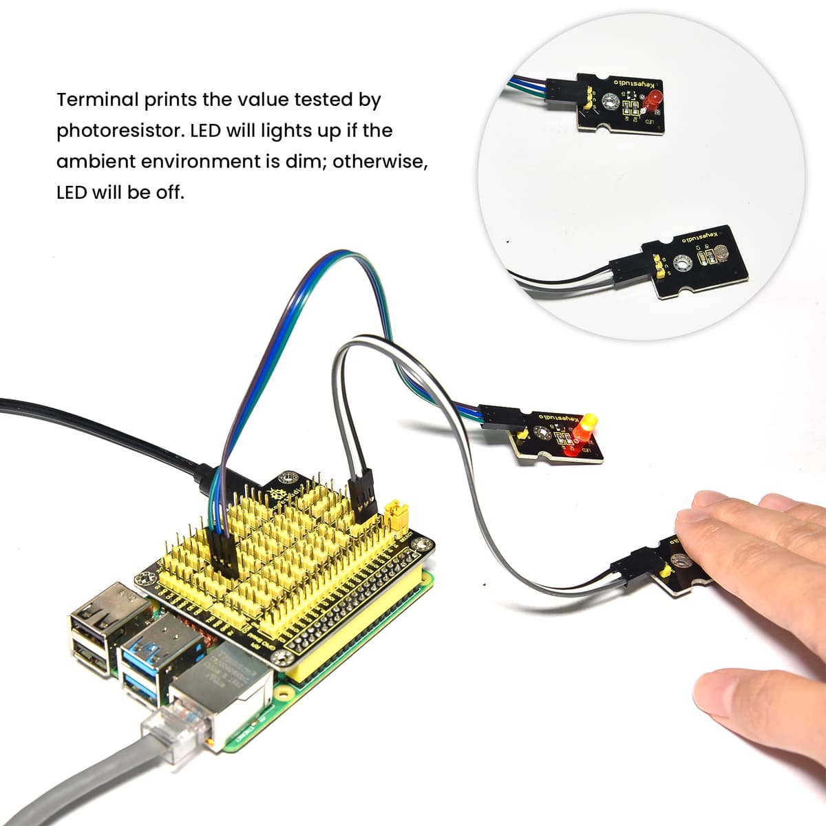 Keyestudio Raspberry Pi Kit Sensor Starter Module Kit For Raspberry Pi4B DIY Electronic Kit Python Programming Kit(NO RPI Board)
