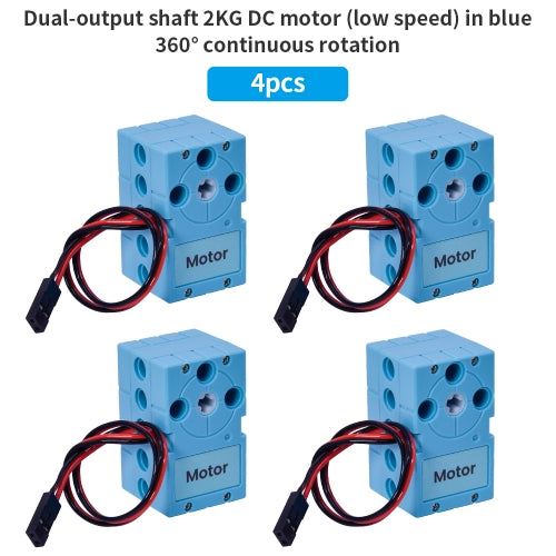 4pcs Dual Output Shaft 2KG DC Motor (Low Speed)In Blue Servo Motor 360 Degree Continuous Rotation Programmable for Microbit Smart Car